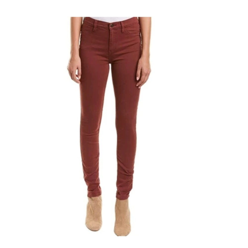Free People 31 W Red Mocha High-Rise Skinny Jeans.